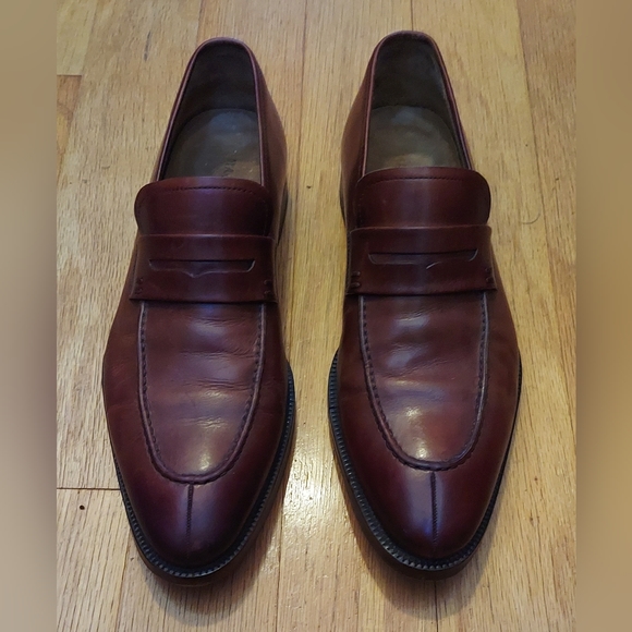 MAGNANNI 11333 MEN\'S BURNISHED BROWN LEATHER PENNY LOAFERS SIZE 8.5 M MADE SPAIN main image 6